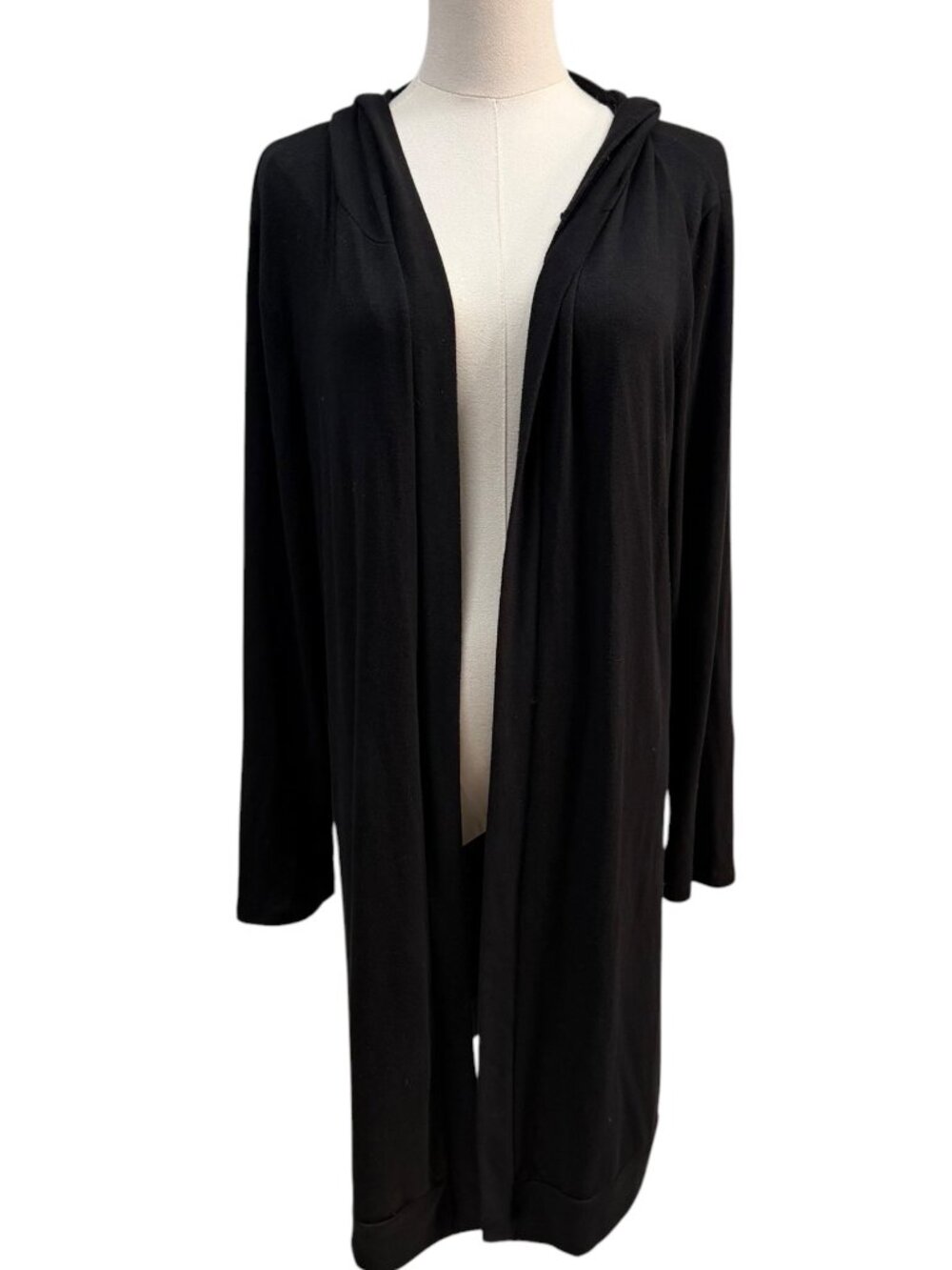 EUC Korye Black Hooded Open Front Duster Cardigan XL